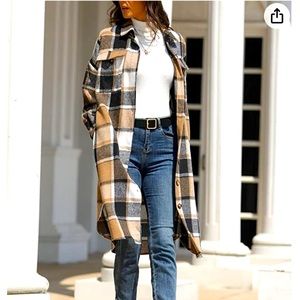 Plaid long shacket